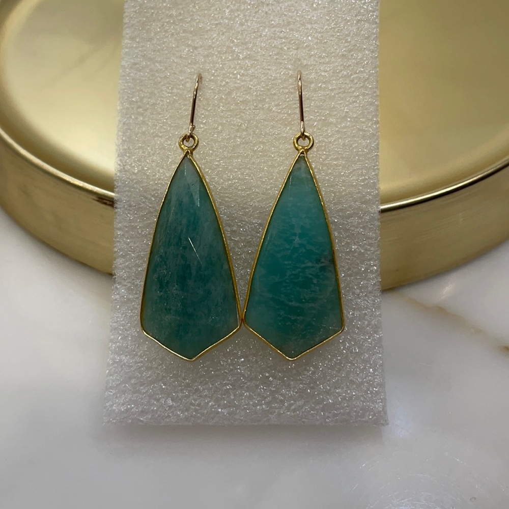 Gorgeous Russian Amazonite Angular Gold Filled Ea… - image 2